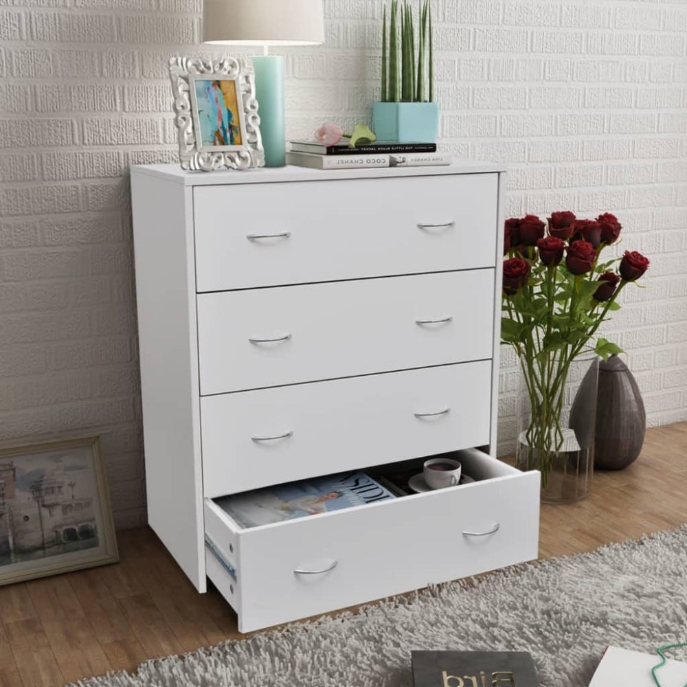White Kitchen Buffet Sideboard With 4 Drawers Hallway Dining Storage Cabinet