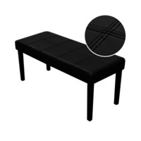 Wooden Frame Bench Artificial Leather Black Thickly Padded Top Seat