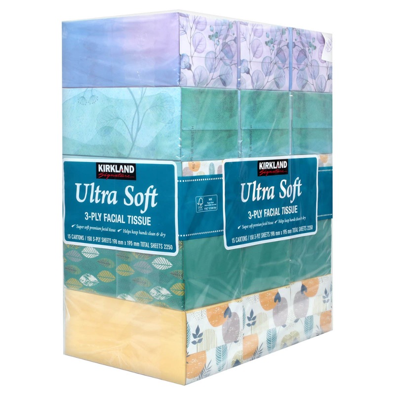 Buy x15 Kirkland Facial Tissues Ultrasoft 3Ply Tissue Boxes 150 Sheets