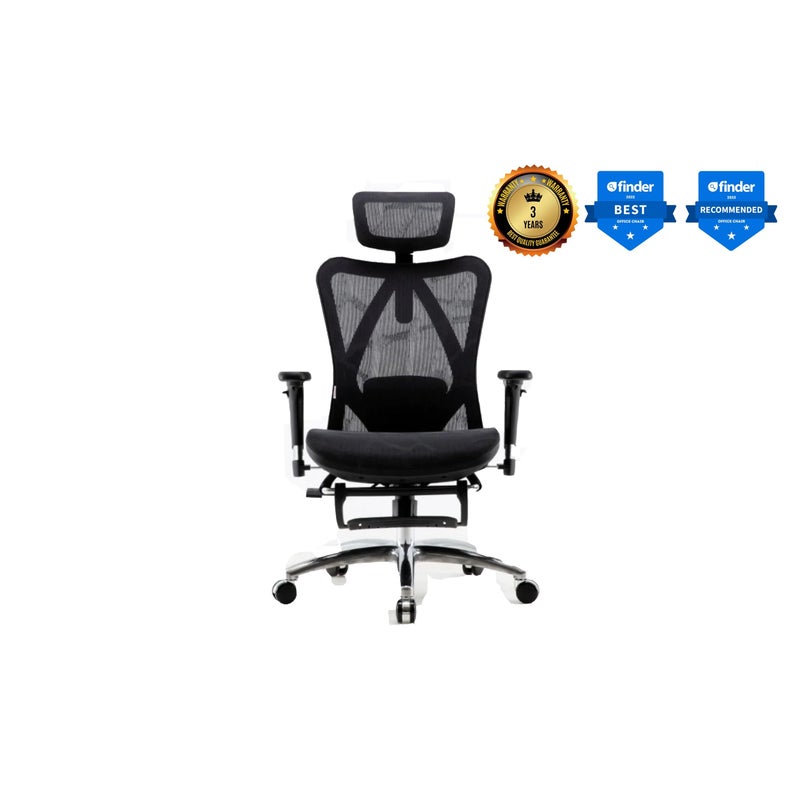 Sihoo M57 Ergonomic Office Chair with built-in footrest - Black Mesh