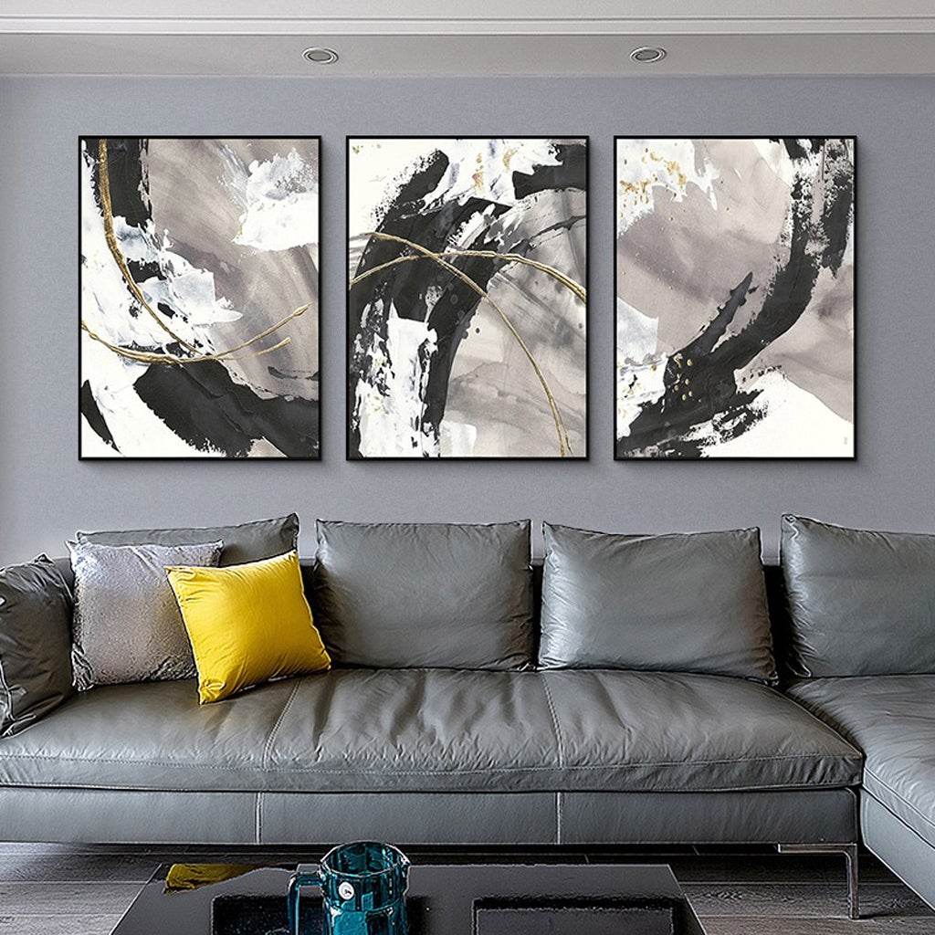 Abstract moving black 3 sets Canvas