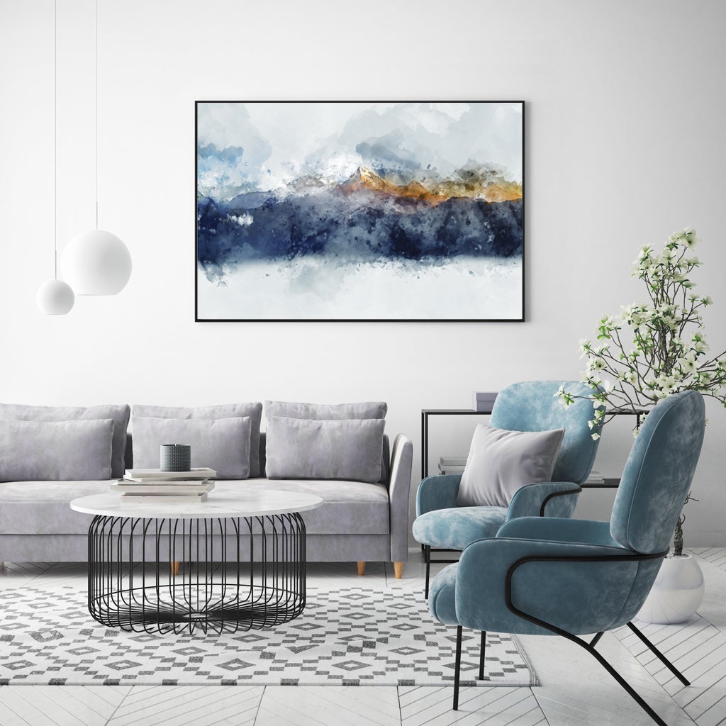 Stretched Abstract Sunlight Mountains Wall Art Home Decor