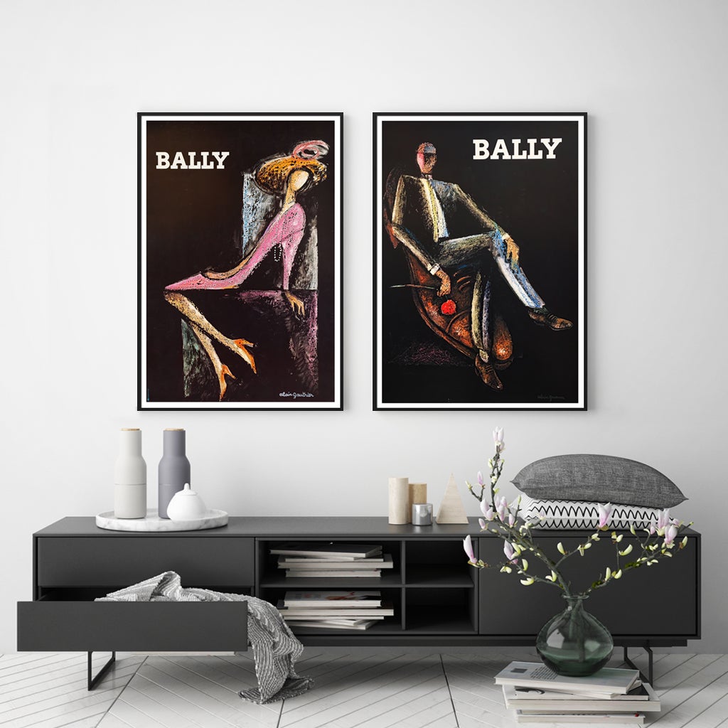 Poster Framed Bally Man & Woman 2 sets Wall Art Home Decor
