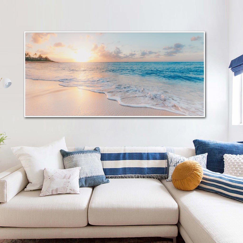 Poster Framed Ocean and Beach 40x80cm Wall Art Home Decor
