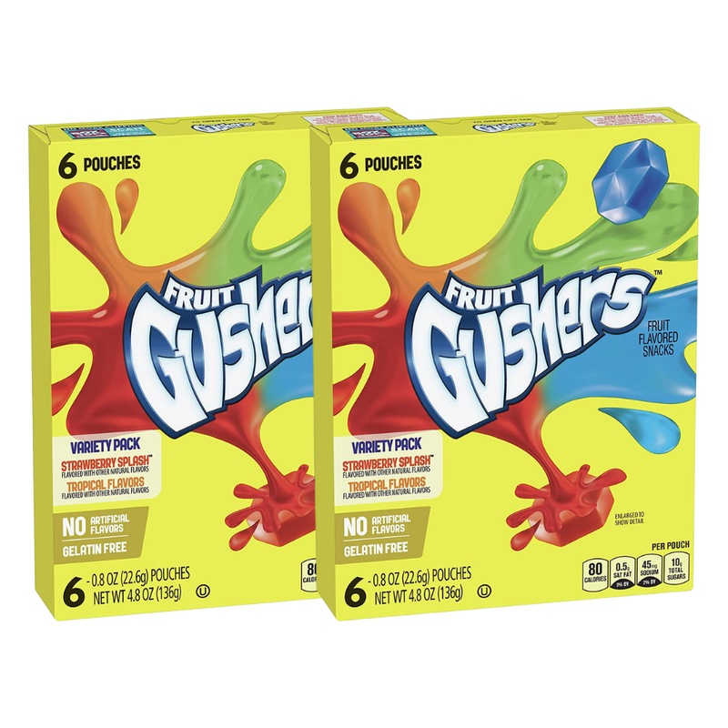 Buy 2 x Fruit Gushers Variety Strawberry Tropical 6 Pouches 136g - MyDeal