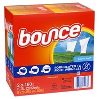 Bounce Fabric Softener Dryer Sheets Outdoor Fresh 2 x 160 Sheets (320 SHEETS)