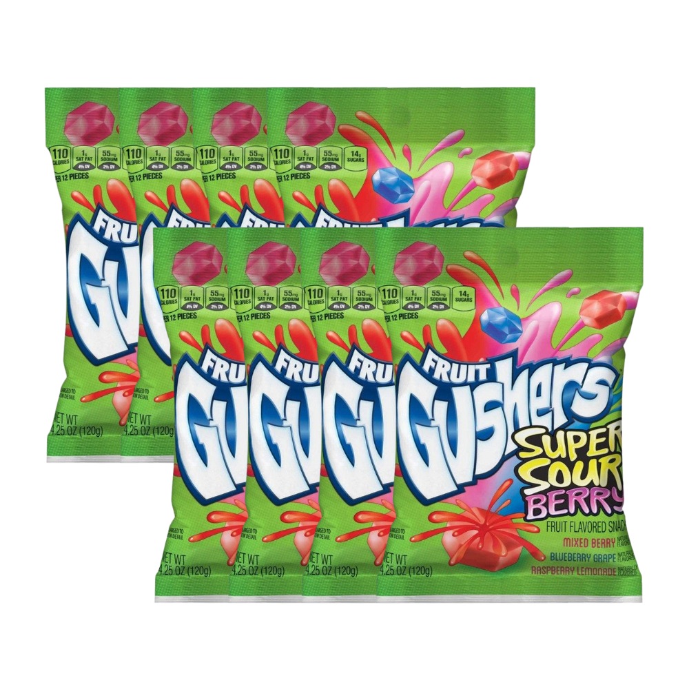 Buy Gushers Fruit Flavored Snacks Super Sour Berry 120g X 8 - MyDeal