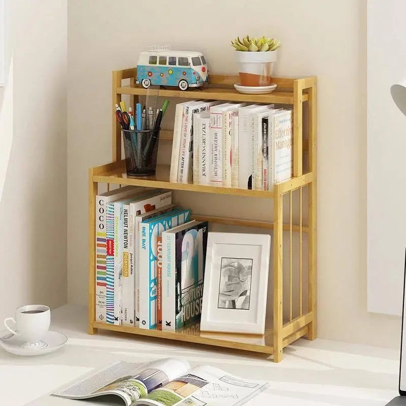 Buy Bamboo Book Shelves Kitchen Storage Multi Use Desk Book Shelf