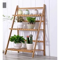 Bamboo Folding 3-Tier Ladder Shelf Book Plant Shelf Multiple Use Strong Elegant