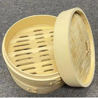 Bamboo Steamer 2 Tier with Lid Baskets Storage Multiple Use BPT14