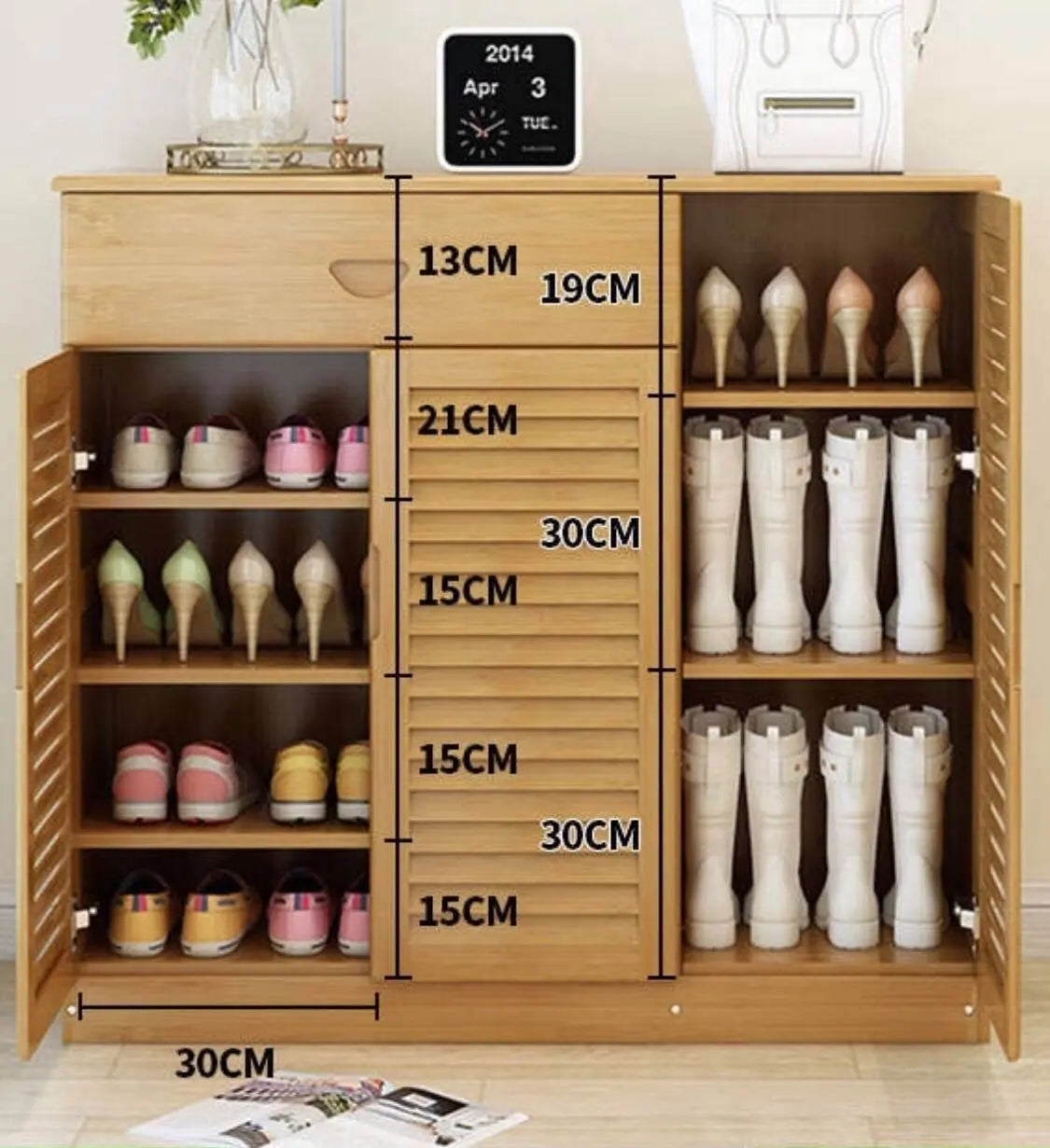 bamboo wooden shoe case shoe rack book case shelf storage classic luxury鞋柜书柜竹制收纳 