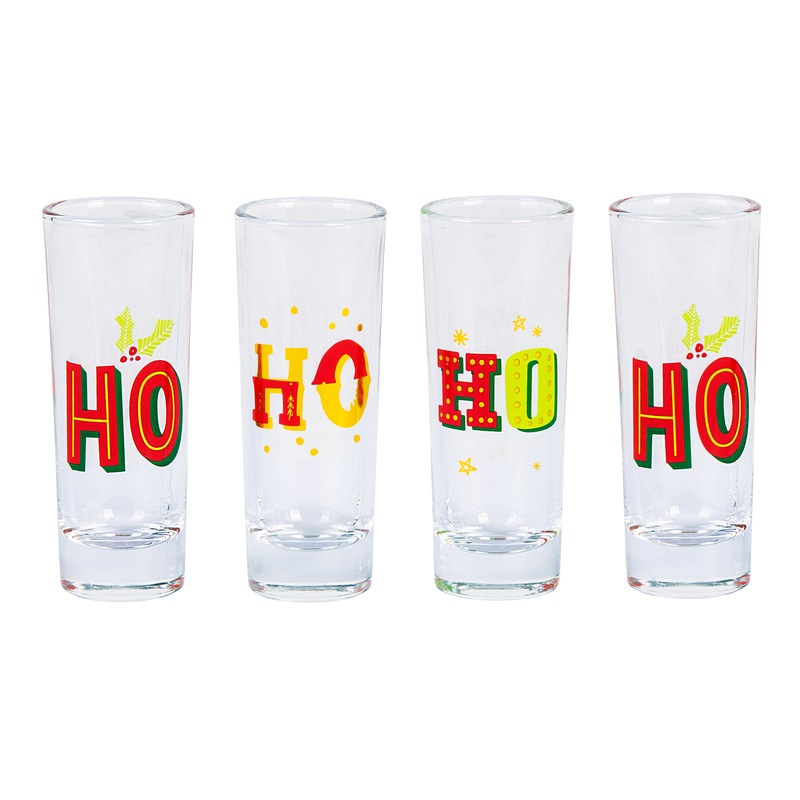 Buy Christmas Gifts 4 pack Printed Shot Glasses MyDeal