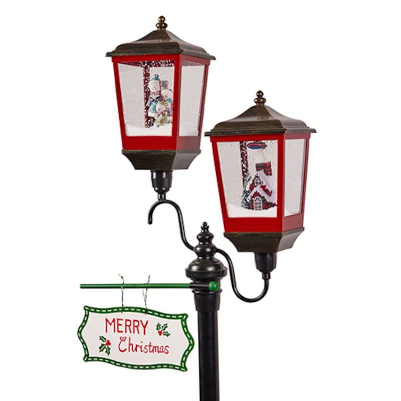 Buy Christmas Lamp Post with Lights Music & Snow- Black 195cm - MyDeal