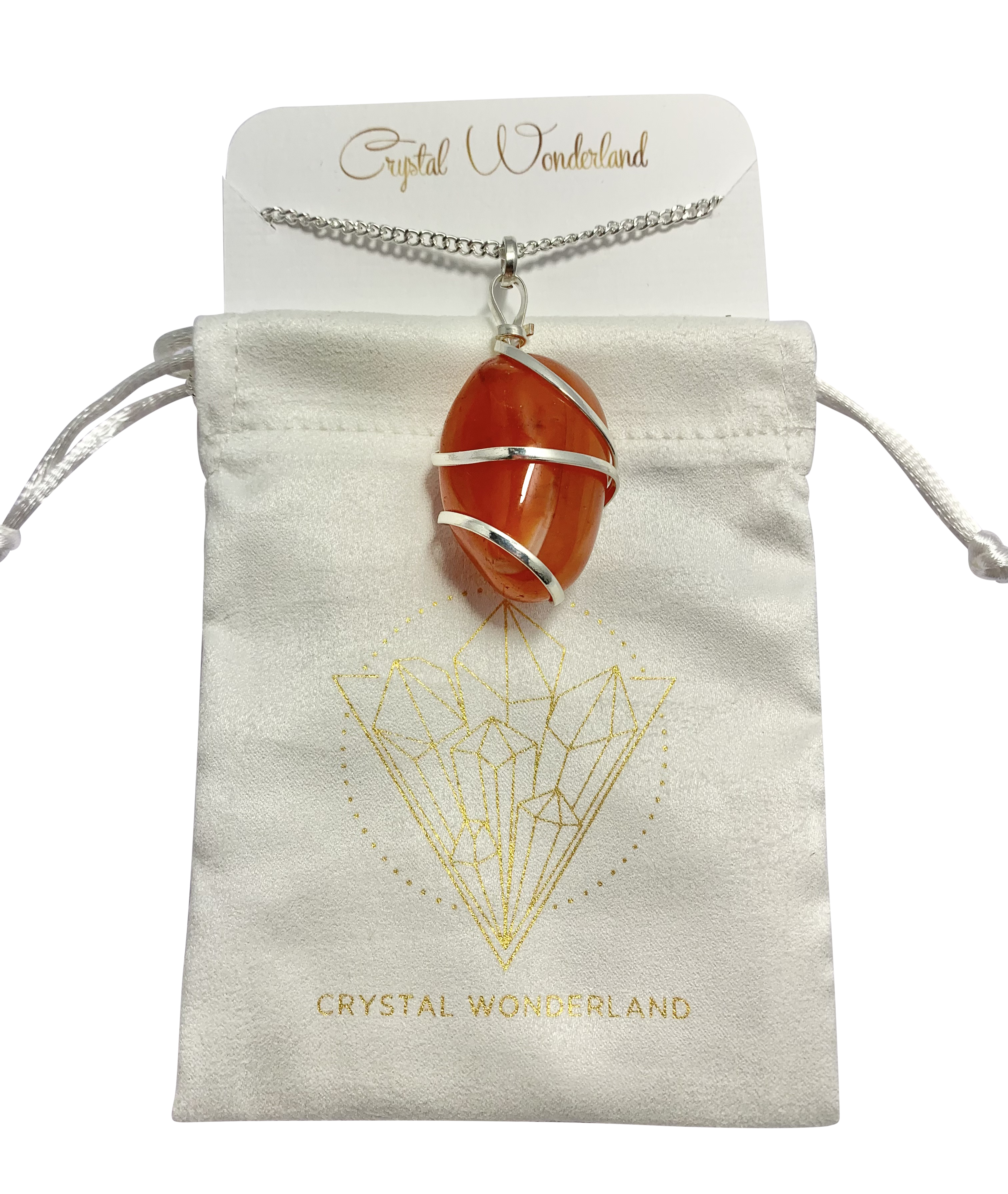 Infinity Loop Crystal Tumbled Collection Carnelian Pendant Silver