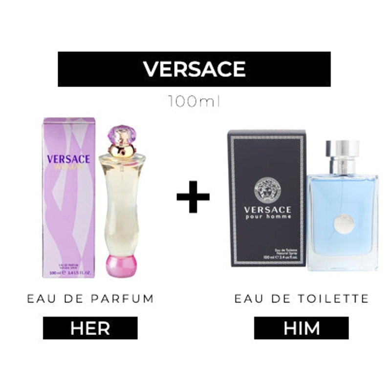 Buy Versace Woman 100ml EDP Women + Pour Homme 100ml EDT Men by Versace MyDeal