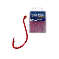 100 x Jarvis Walker Size 1/0 Suicide Octopus Hooks - Red Chemically Sharpened 1