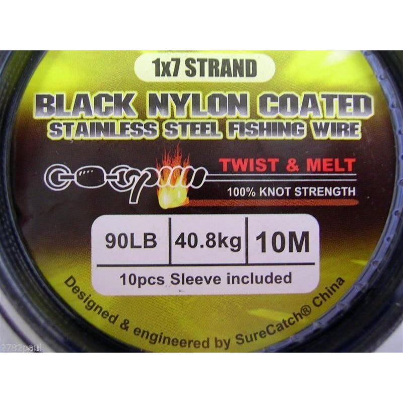 Buy 10m of Twist & Melt Stainless Steel Black Nylon Coated Fishing