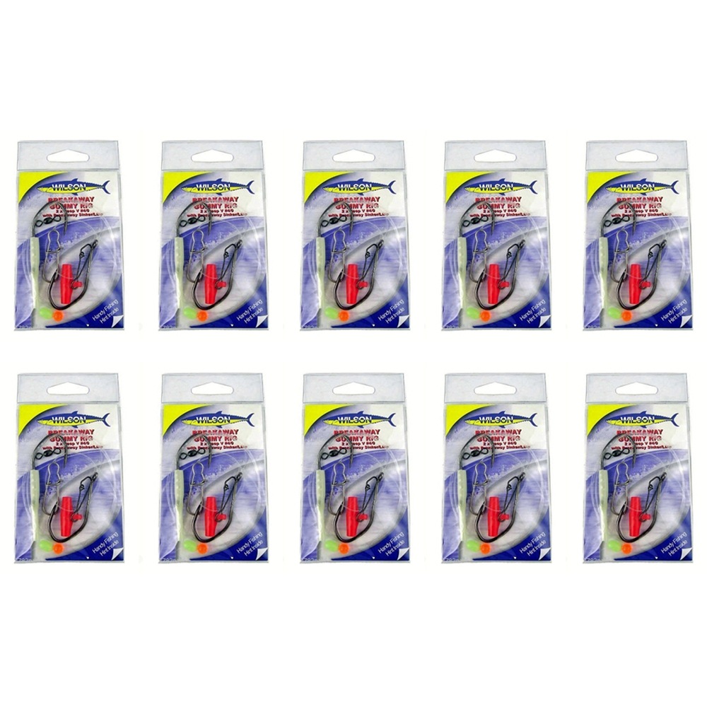 Buy 10x Wilson Breakaway Gummy Rig 2 X 4/0 Deep V - Breakaway Sinker ...