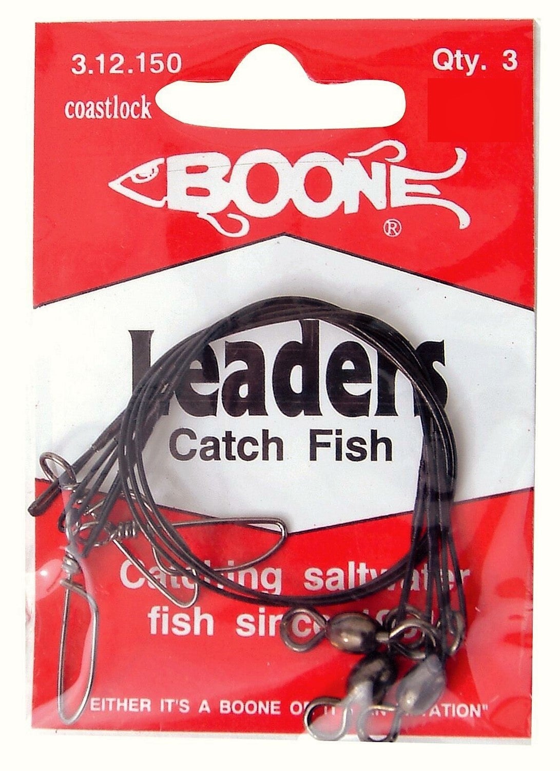 3 Pack of Boone Black Nylon Coated Stainless Steel Fishing Wire Leaders