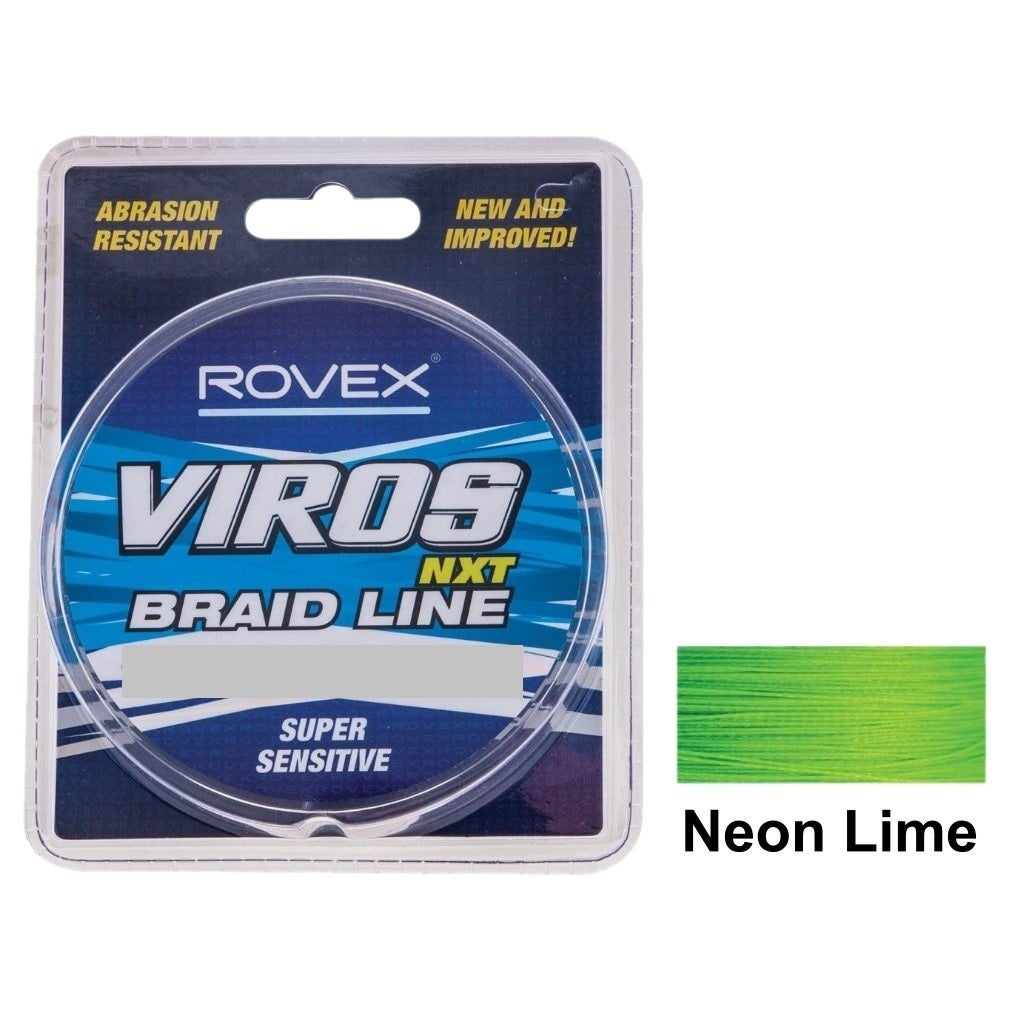 300yd Spool of 50lb Rovex Viros NXT Braided Fishing Line-Neon Lime Fishing Braid