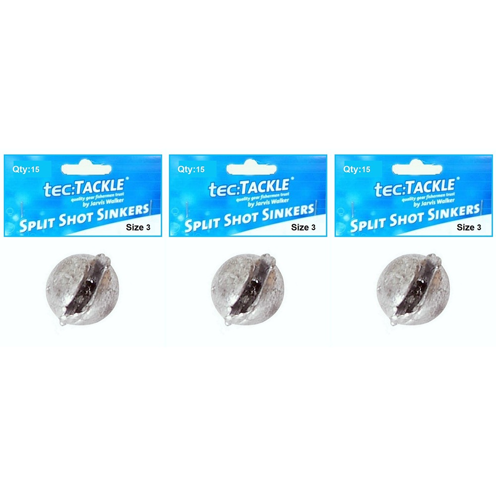 Buy 3x 15pc Jarvis Walker Split Shot Fishing Pre Packed Sinkers Shots ...