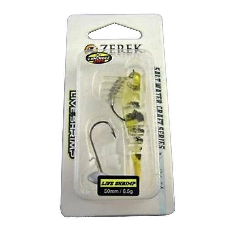 89mm Zerek Live Shrimp Pre Rigged Lumo Eyes Kevlar Jointed Body Lure