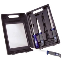 Jarvis Walker Pro Fish Filleting Kit-3 x Fishing Knives-Sharpening Steel in Case