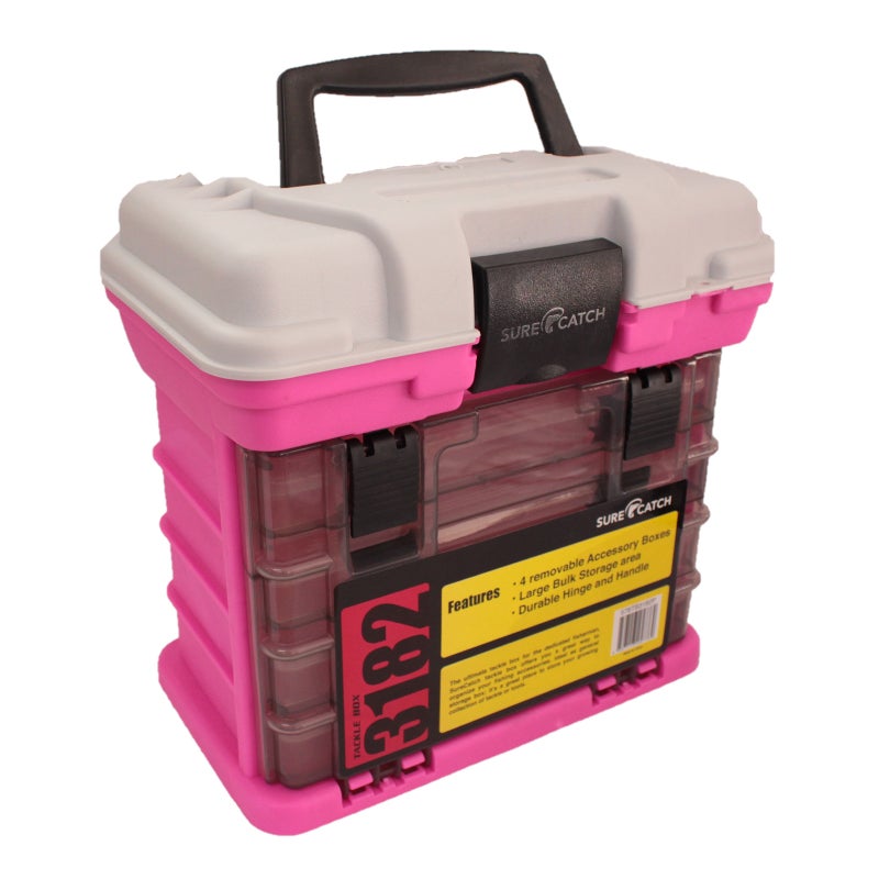 Buy Limited Edition Pink Surecatch 4 Tray Heavy Duty Fishing Tackle Box  PINK - MyDeal