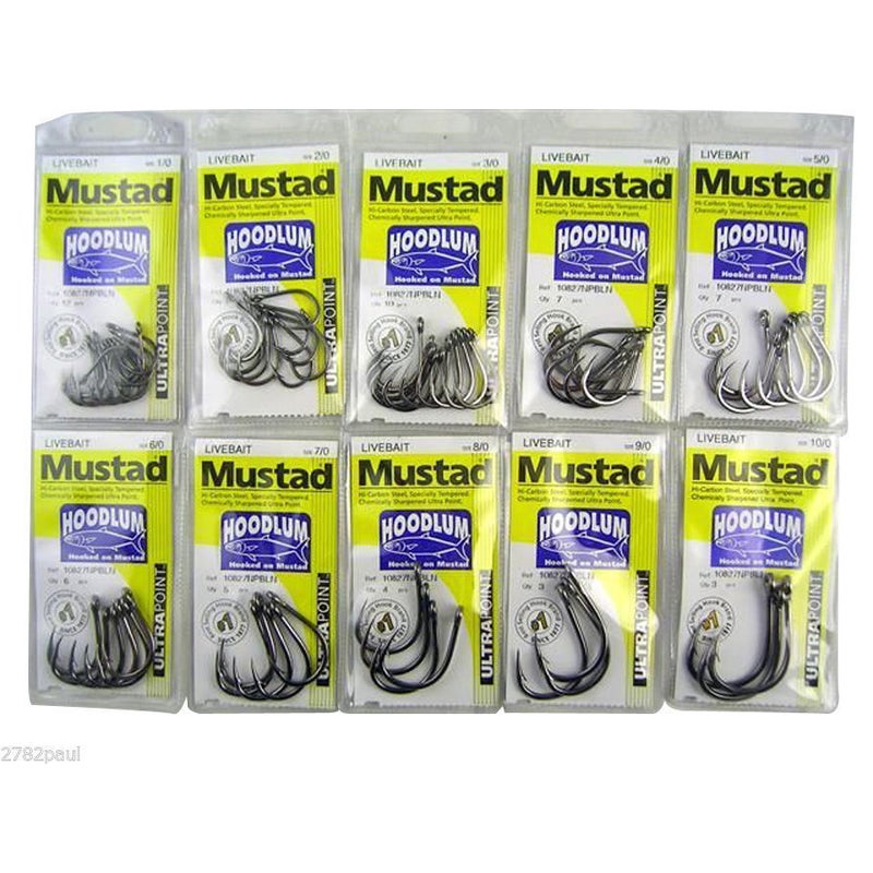 Buy Mustad Hoodlum Live Bait - Bulk 10 Pce Pack-Sizes 1/0,2/0,3/0