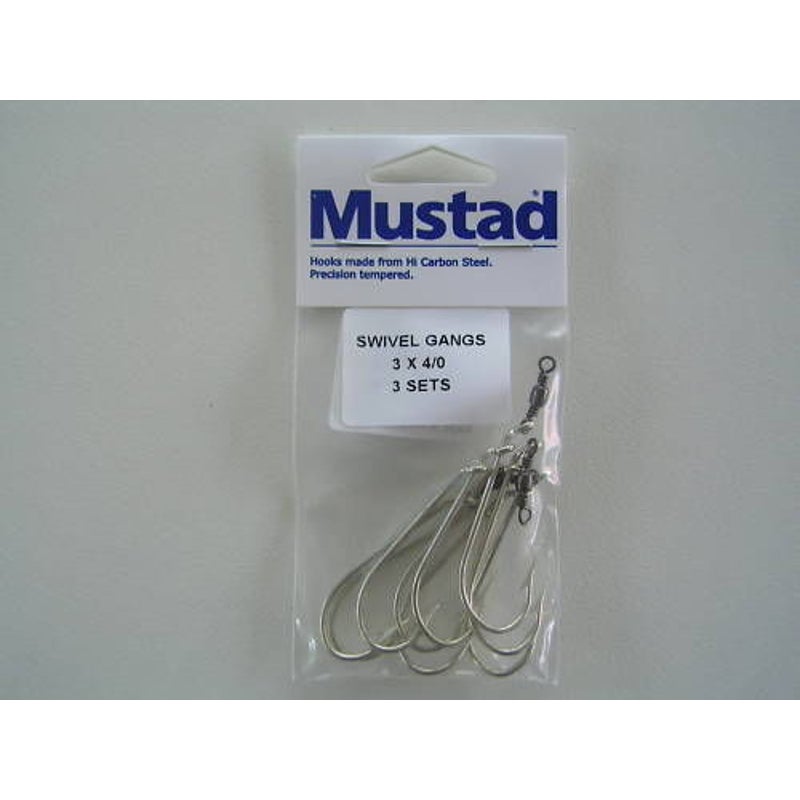 Buy Mustad Pre-Rigged Swivel Gang Hooks 4/0 3 Hooks 3 Sets - MyDeal