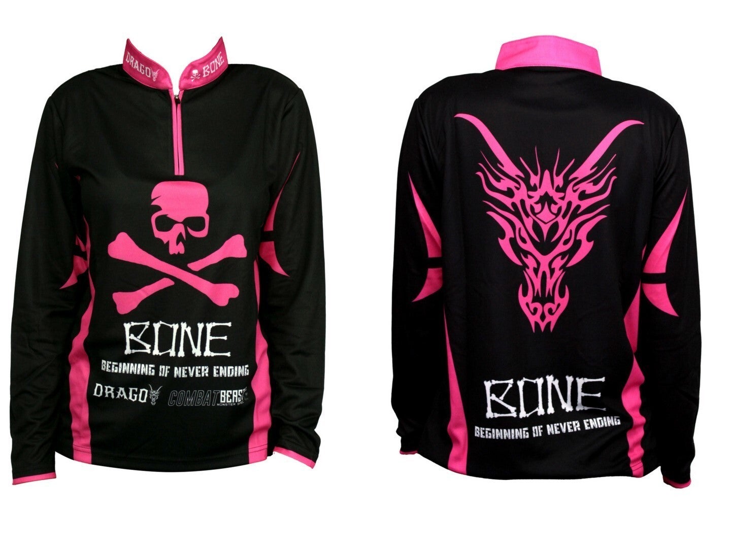 Pink Bone Long Sleeve Fishing Shirt with Zippered Front