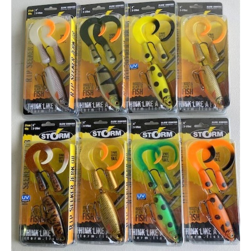 Buy Storm 8 Inch R.I.P. Seeker Jerk Lures Mixed Box - 8 Assorted Lures With  Spare Tails - MyDeal