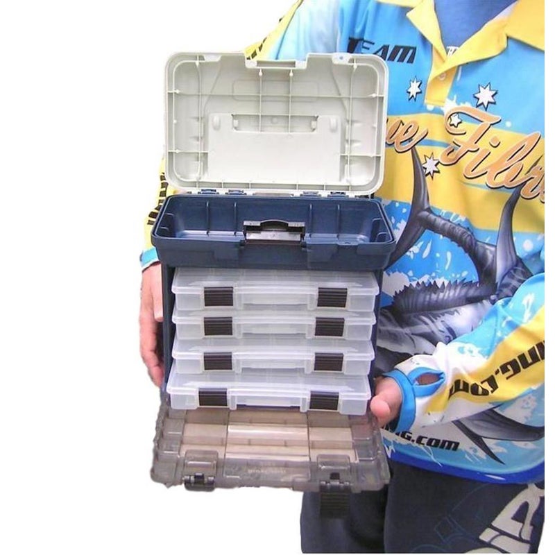 Buy Surecatch 4 Tray Heavy Duty Fishing Tackle Box for Terminal Tackle Blue  - MyDeal