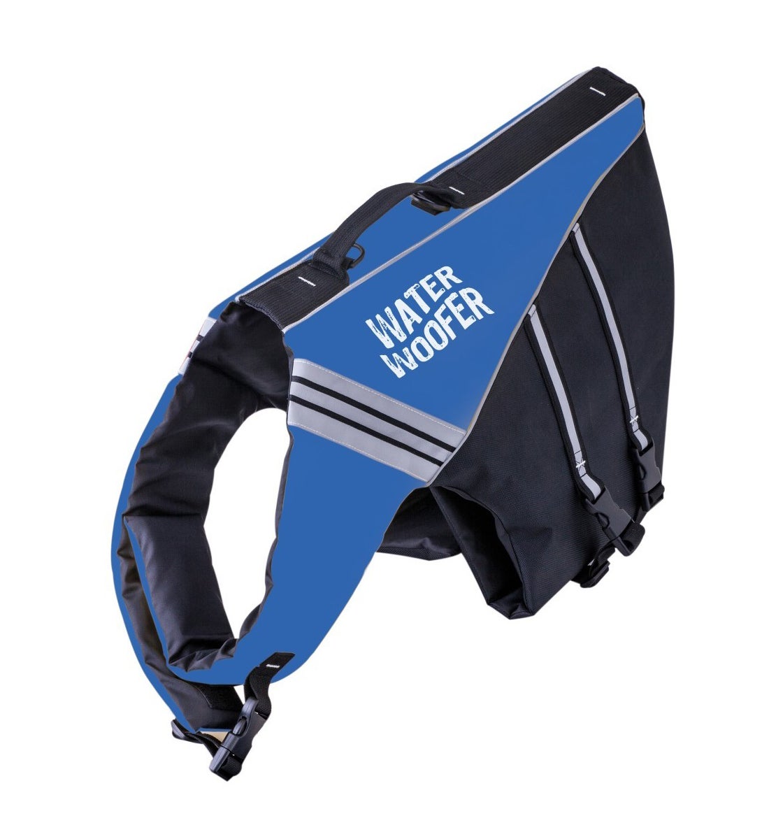 Water Woofer Dog Life Jacket - Blue and Black Dog Floatation Device - DFD