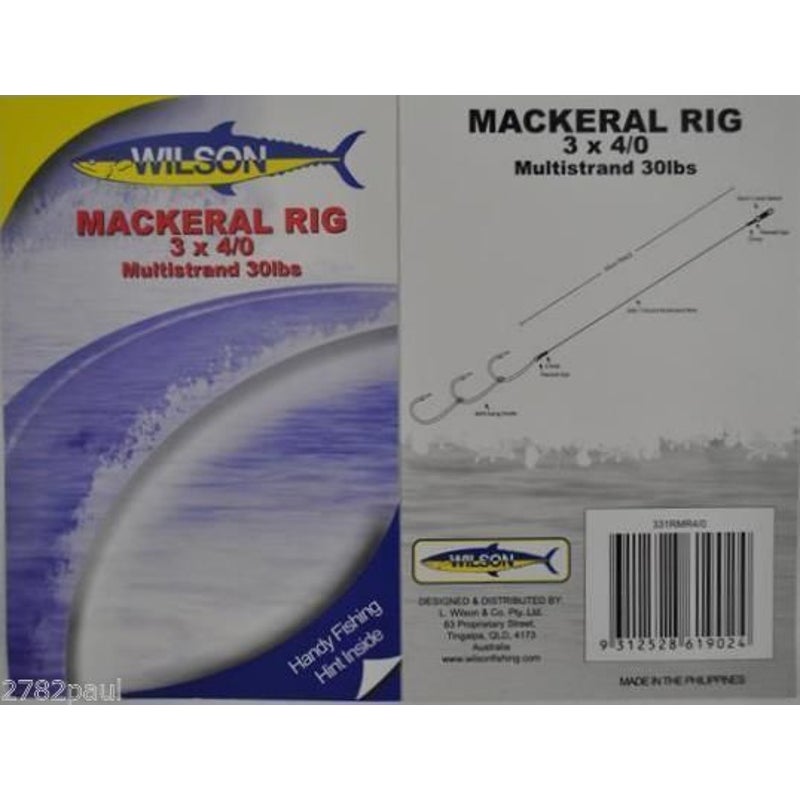 Buy Wilson Mackerel Fishing Rig 3x4/0 Hook-Setup - 30lb Multi