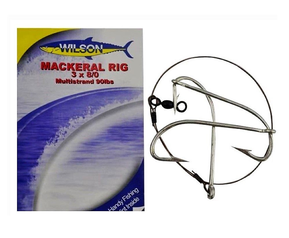 Wilson Mackerel Fishing Rig 3x8/0 Hook-Setup - 90lb Multi Strand Wire
