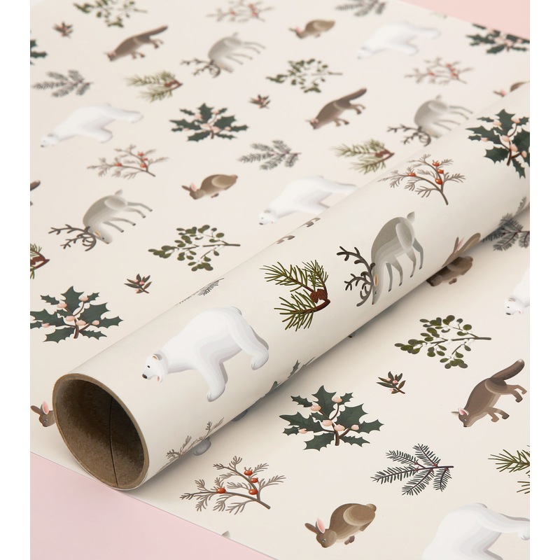 Buy Holiday Animals Wrapping Paper Cream Single Sheet MyDeal