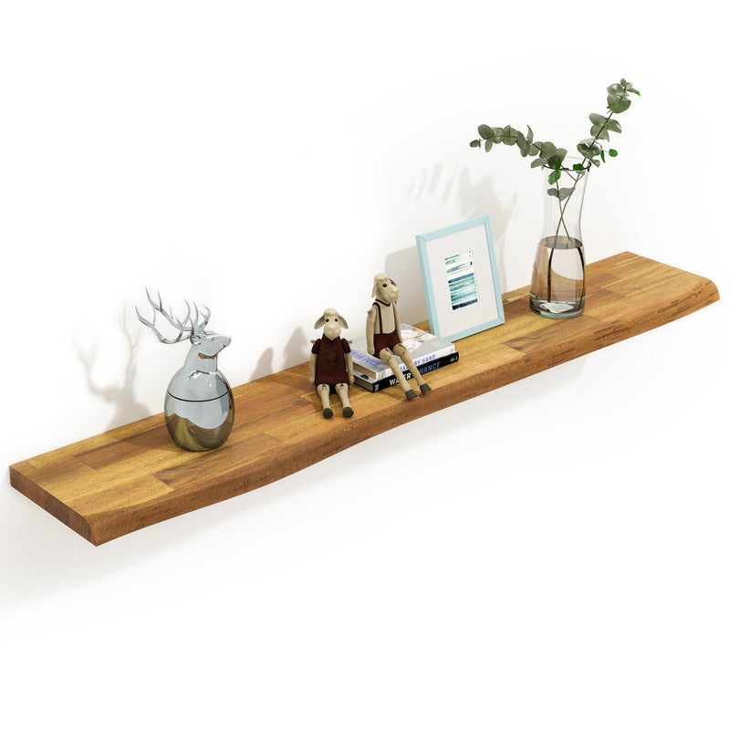 Buy Acacia Afloat Shelf 1524 x 254 x 38mm, Finger-joint with Live edge ...