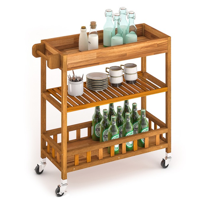 Kitchen Island Trolley With Open Shelves White MyDeal