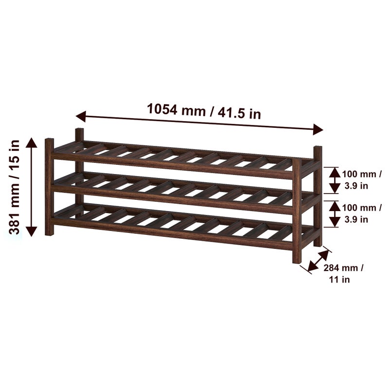 HOLGER Acacia Solid Wood Shoe Storage Organizer 2-Tier Stackable Shoe Rack,  Dusk Gray