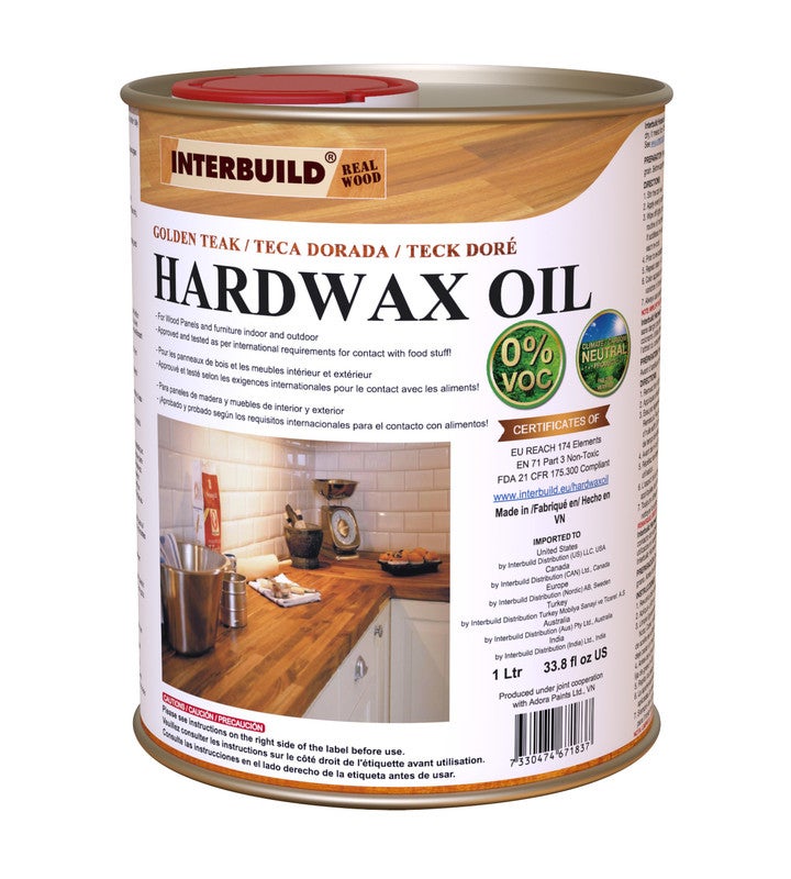 REAL WOOD Hardwax Oil, Food Safe Wood Finish Oil for Cutting Boards, Decking, or Furniture, Zero VOC, 1000ml/can