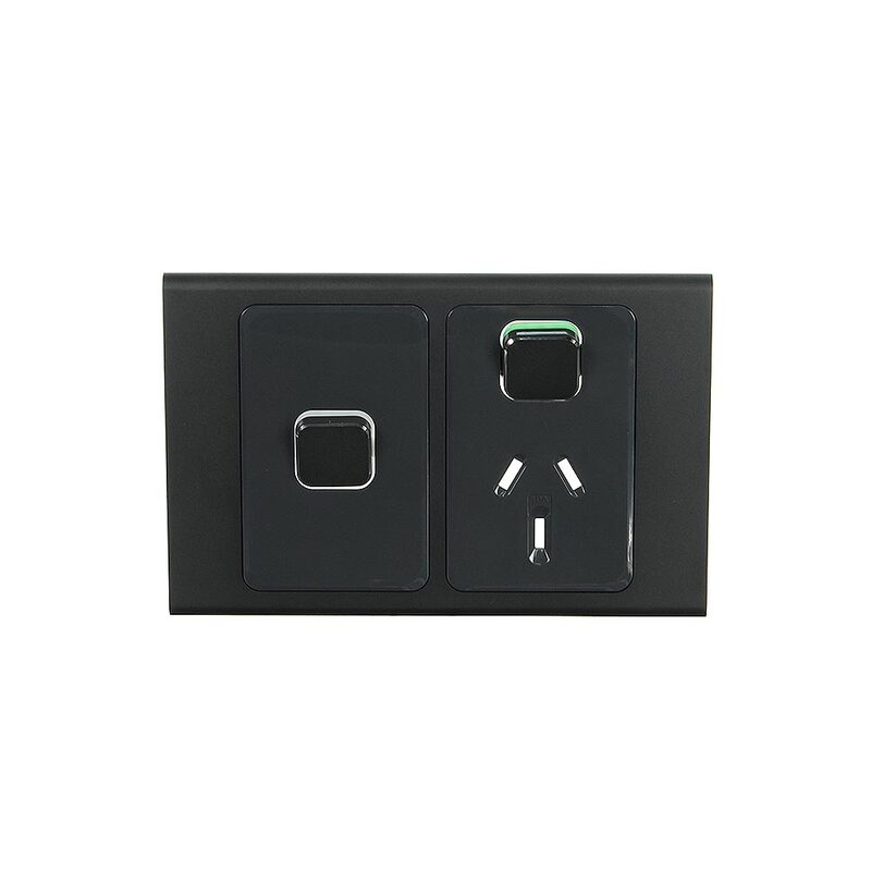 Clipsal Iconic STYL Single Switched Internal Power point with extra Switch Cover Plate Silver Shadow - S3015XC-SH