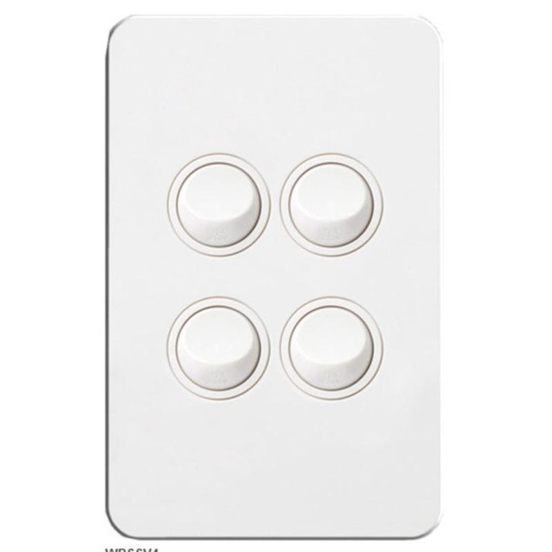 Buy Hager Silhouette WBSSV4MW 4 Gang Switch 16Amp Slimline Matt