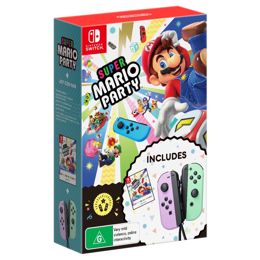 Super Mario Party + Joy-Con Pair Bundle - Pastel Purple/Pastel Green