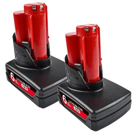 2 Pack  6.0Ah 12V Tool Battery For Milwaukee M12 48 11