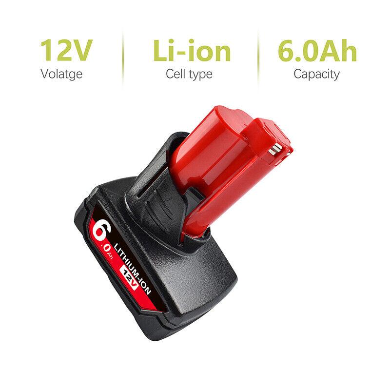 Milwaukee Compatible 12V Battery XC 6.0Ah M12 48 11 2402 2412