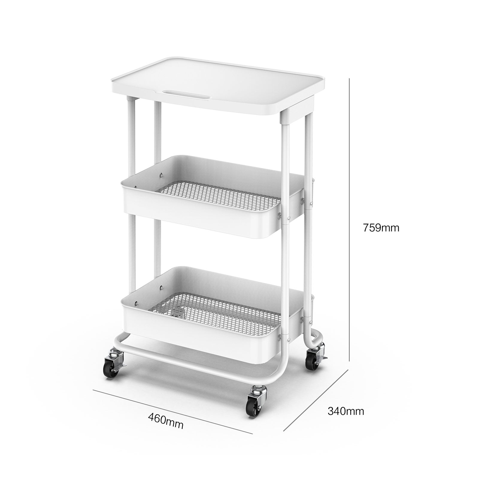 Live It Multi-Purpose Utility Storage Organiser Trolley with Plastic Bench Top