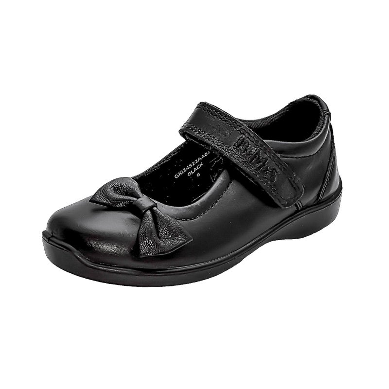 Buy Girls School Shoes in Black Leather with Smart Bow Trim from Buckle ...