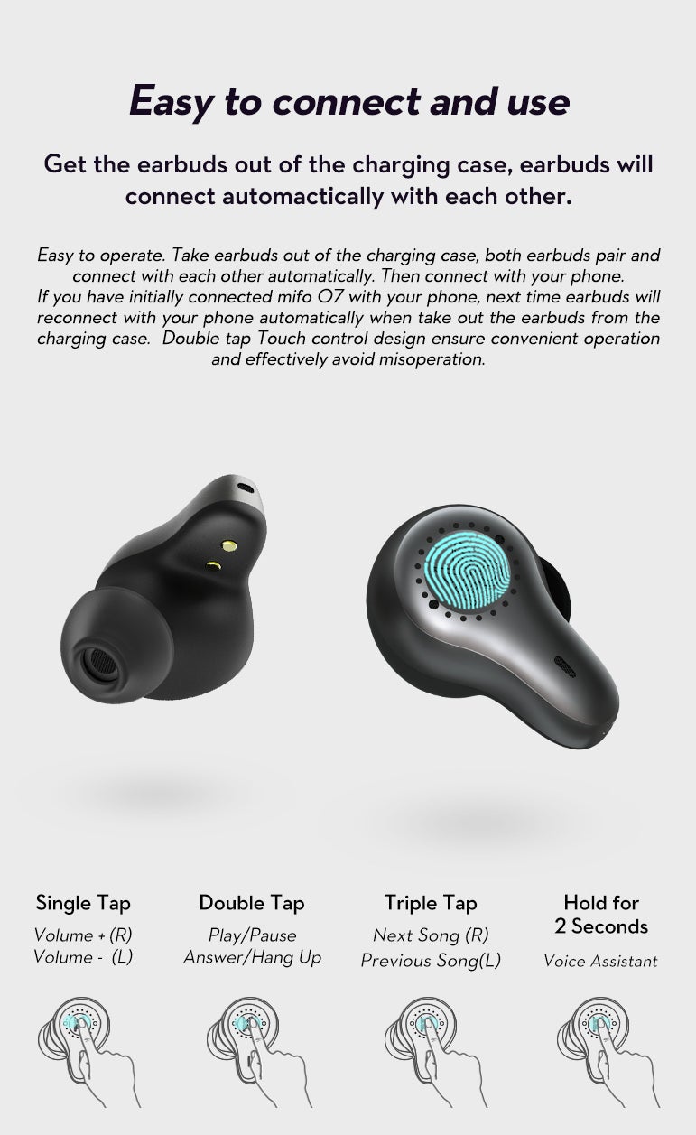 Mifo o7 dynamic smart true online wireless bluetooth 5.0 earbuds 07