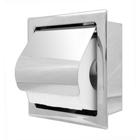 Single Toilet Roll Holder Recess S'Steel T6606